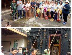 Bersatu Sukseskan Hari Desa Nasional, Koramil Ampel bersama Pemkab dan Warga Bersihkan Pura.